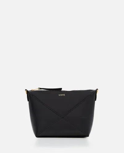 Loewe Puzzle Leather Fold Pouch In Black