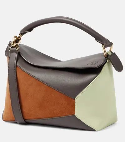 Loewe Puzzle Leather Tote Bag In Beige