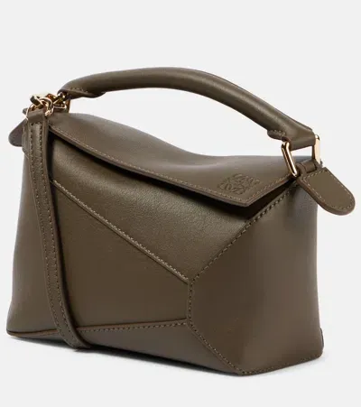 Loewe Puzzle Mini Leather Shoulder Bag In Green