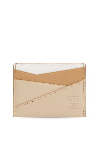 Loewe Puzzle Plain Card Holder In Beige