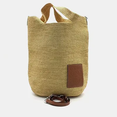 Pre-owned Loewe Raffia Slit Bag In Brown