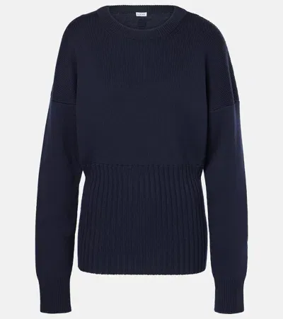 Loewe Ribbed-knit Wool Sweater In Blue