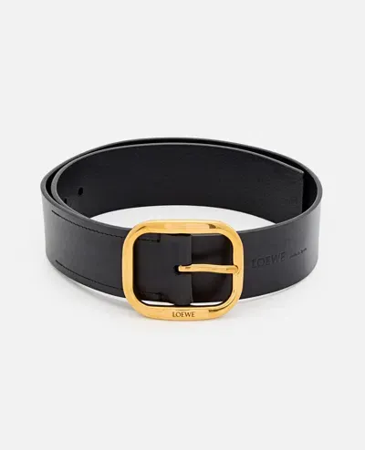 Loewe Rounded Soft Leather Belt In Black