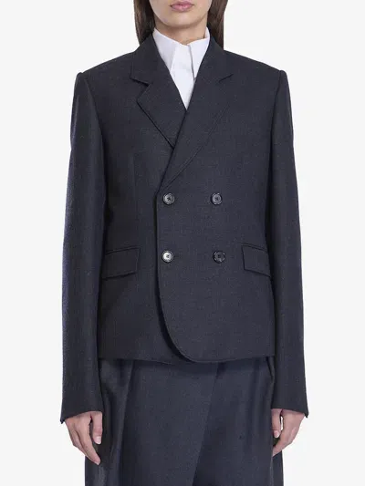 Loewe Short Jacket In Wool In Blue