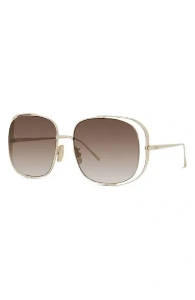 Loewe Signature 57mm Gradient Rectangular Sunglasses In Gold/brown Gradient