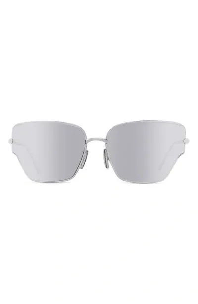 Loewe Signature 70mm Mirrored Oversize Geometric Sunglasses In Shiny Palladium/smoke Mirror