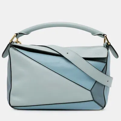 Pre-owned Loewe Small Tricolor Puzzle Bag In Blue