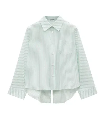 Loewe Striped Anagram Trapeze Shirt In Green/white