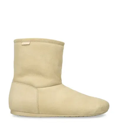 Loewe Suede-shearling Lago Ankle Boots In Ivory