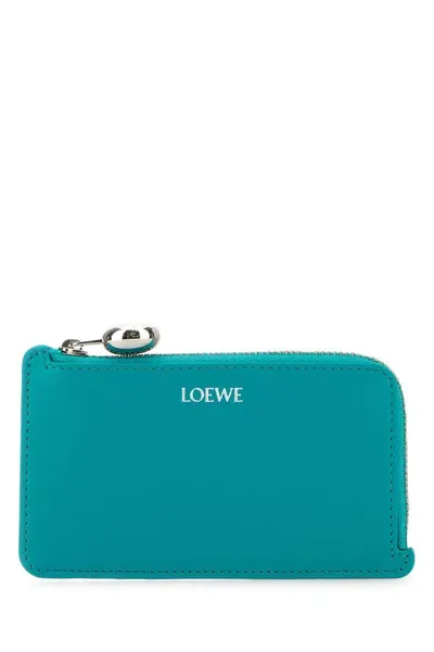 Loewe Turquoise Leather Card Holder In Deepturquoise