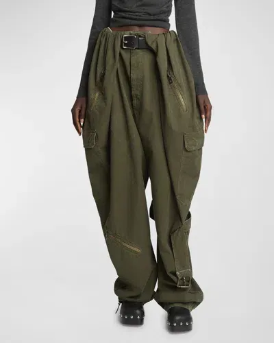 Loewe Wide-leg Balloon Cargo Trousers In Deep Olive