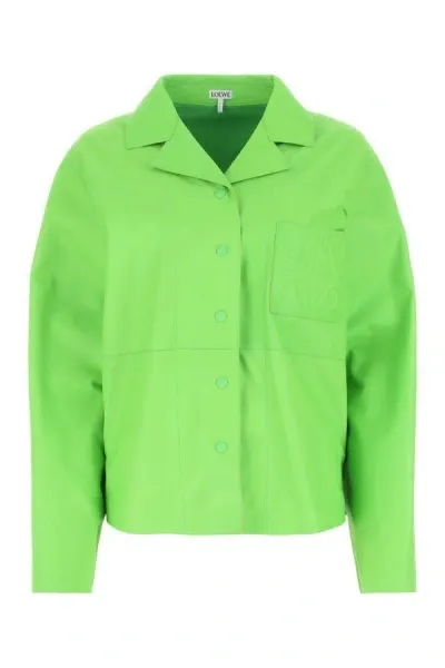 Loewe Woman Fluo Green Leather Shirt