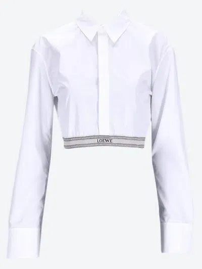 Loewe Women Cotton Cropped Shirt In White