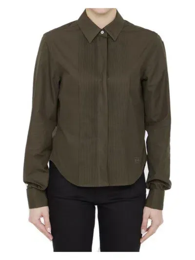 Loewe Pleated Shirt In Green