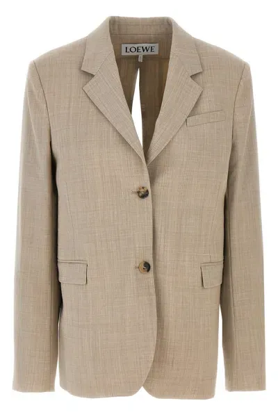 Loewe Open-back Wool Blazer In Cream