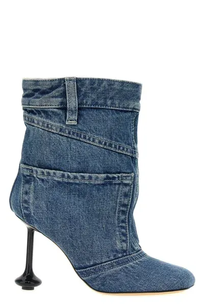 Loewe Toy 90 Jean-effect Denim Ankle Boots In Blue