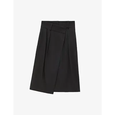 Loewe Womens Black Wrap-front High-waist Cotton-blend Mini Skirt