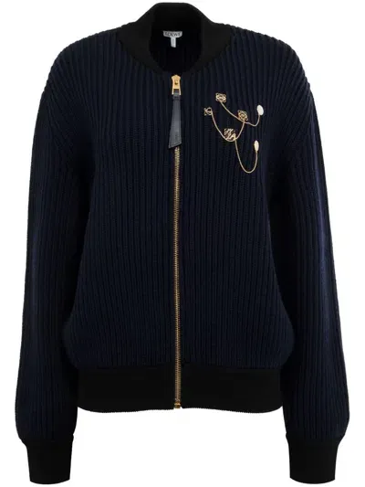 Loewe Wool Bomber Jacket In Black