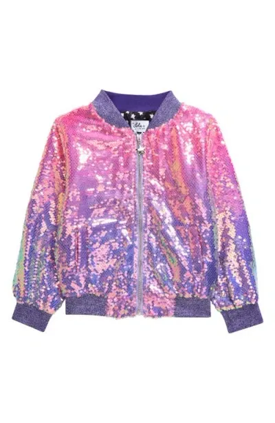 Lola & The Boys Lola + The Boys Kids' Haze Sequin Bomber Jacket In Sequence Multi