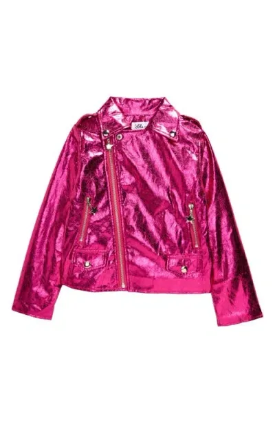 Lola & The Boys Lola + The Boys Kids' Metallic Moto Jacket In Pink