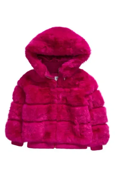 Lola & The Boys Lola + The Boys Kids' Raspberry Sorbet Faux Fur Hoodie