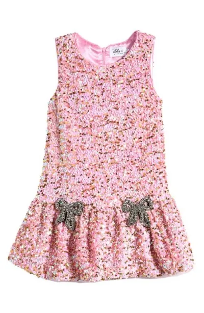 Lola & The Boys Lola + The Boys Kids' Rosie Bow Sequin Flounce Hem Dress In Pink