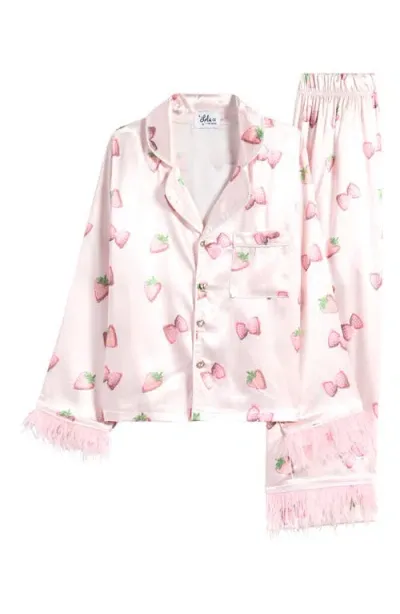 Lola & The Boys Lola + The Boys Kids' Strawberry Dream Satin Pajama Set In Pink