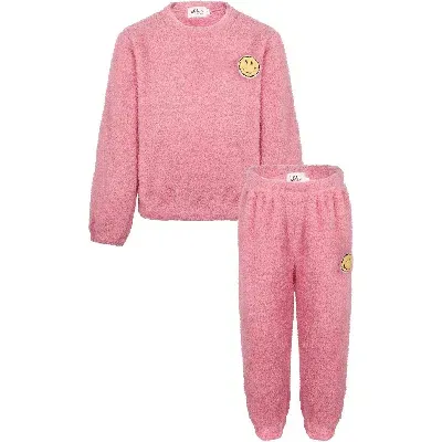 Lola + The Boys Kids'  Bright Smile Patch Fuzzy Set In Pink