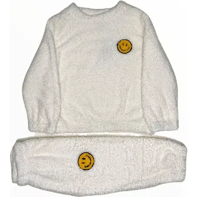 Lola + The Boys Bright Smile Patch Fuzzy Set In White