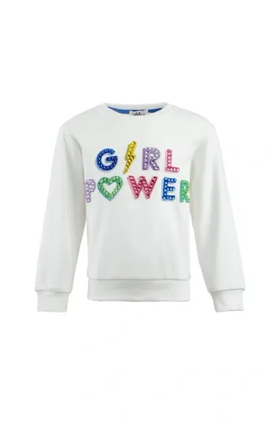 Lola + The Boys Babies'  Crystal Girl Power Sweatshirt In White