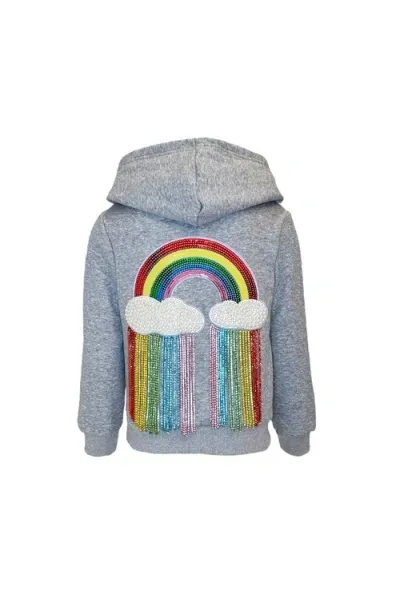 Lola + The Boys Kids'  Crystal Rainbow Rain Hoodie In Grey