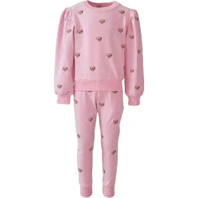 Lola + The Boys Babies'  Embroidered Heart All Over Set In Pink