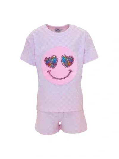 Lola + The Boys Kids'  Emoji Short Set In Purple