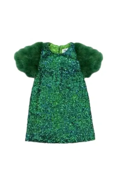 Lola + The Boys Babies'  Feather Party Dress In Jade