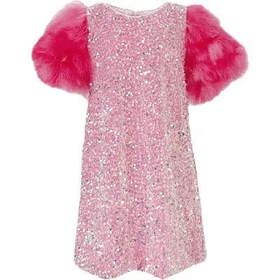 Lola + The Boys Kids'  Feather Party Dress In Rose