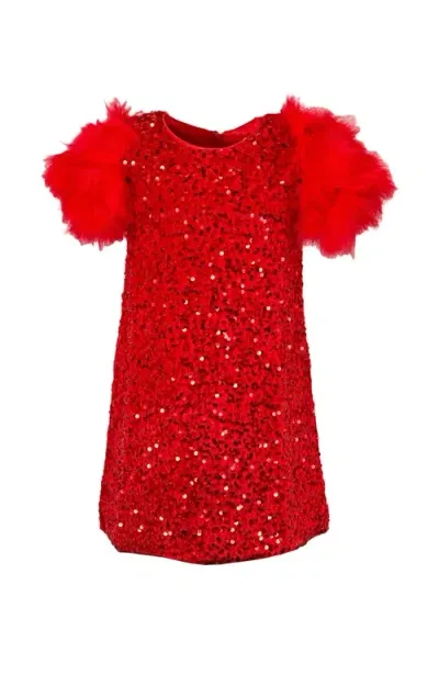 Lola + The Boys Babies'  Feather Party Dress In Ruby