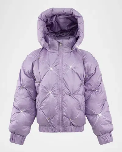 Lola + The Boys Kids' Girl's Lavender Sparkle Puffer Jacket In Purple