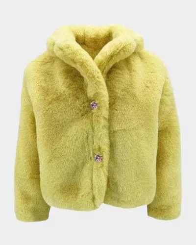 Lola + The Boys Kids' Girl's Little Miss Sunshine Faux Fur Jacket In Yellow