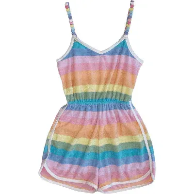 Lola + The Boys Babies'  Pastel Ombré Beaded Hearts Romper In Multicolor