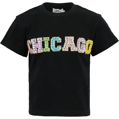 Lola + The Boys Kids'  Rainbow Chicago Gems T-shirt In Black