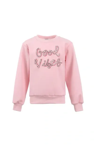 Lola + The Boys Babies'  Sparkling Good Vibes Sweatshirt In Pink