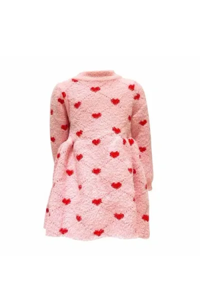 Lola + The Boys Babies'  Sweetheart Sweater Dress In Light Pink