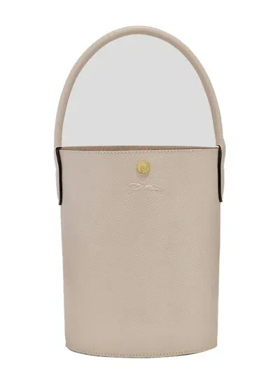 Longchamp Épure Logo Embossed Small Bucket Bag In Beige