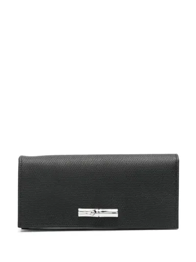 Longchamp Le Roseau Flap Wallet In Black