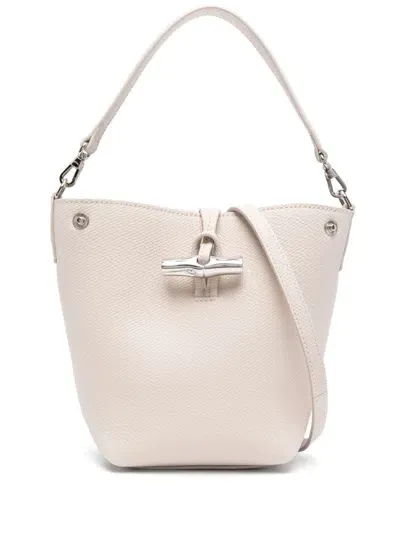 Longchamp Mini Le Roseau Leather Bucket Bag In Neutrals