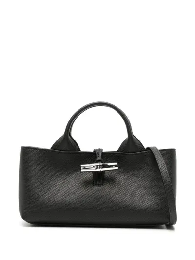 Longchamp Roseau S Leather Tote Bag In Black