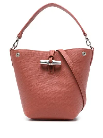 Longchamp Small Le Roseau Bucket Bag In Red