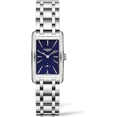 Longines Dolcevita Glitter Dial Bracelet Watch, 23mm X 37mm In Silver/blue