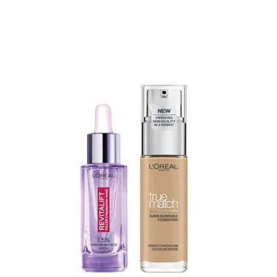 L'oréal Paris L'oreal Paris Hyaluronic Acid Filler Serum And True Match Hyaluronic Acid Foundation Duo (various Sh In 3.5n Peach