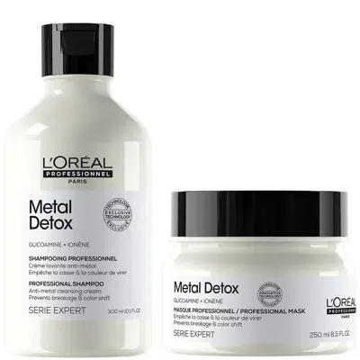 L'oreal Professionnel Metal Detox Sulphate Free Shampoo 300ml & Hair Mask 250ml In White